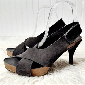 Pedro Garcia Maggie Black Suede Heeled Sandal E587 6.5